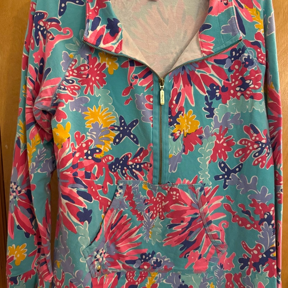 Lilly Pulitzer pop over Colorful Floral Quarter-Zip Jacket